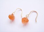 オレンジカーネリアンの一粒ピアス