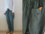 ブルーグリーンくったりリネン　 ゆるりパンツ