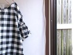 コットンパフ袖ブラウス（チェック）