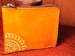 ヌメ革　刻印・手染め　L型財布（オレンジ）の画像