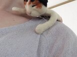 肩乗りペランペランブローチ（夏バテ三毛猫）の画像