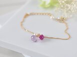 ルビーキューブカット＆ピンクアメジストブレスレット14KGF