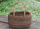 あけびと籐の素編みかご（深）