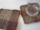 手織り  織りフェルトのコースターの画像