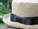 グログランリボンのカンカン帽　【受注生産】の画像