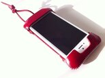 iPhone 5 ヌメ革ウォレットジャケット赤の画像
