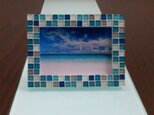 フォトフレーム ガラスモザイクタイル キラキラマリンブルーの画像