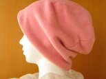 ゆるいリバーシブル帽子　ピンク綿フリース(CFR-001-P)の画像