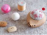 ハリネズミの羊毛ピンクッション【針山】 Hana-Hana　ピンクの画像