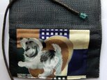 藍大島紬と男の子の着物で作った和風財布　３８９の画像