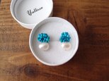送料無料　つぶつぶ刺繍イヤリング … ターコイズ