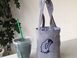 刺繍 カフェ バッグ ペンギンの画像