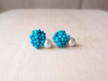 送料無料　つぶつぶ刺繍ピアス … ターコイズ C