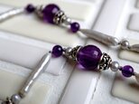 スティックパールとアメジストのネックレス
