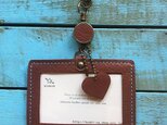 【受注製作】レザーIDケース（コードリール付）#heart-15