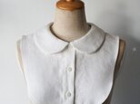 リネン生地シャツ型丸襟の付け襟の画像
