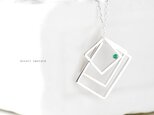 エメラルド 四角 ロング ネックレス シルバー925