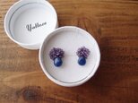 送料無料　つぶつぶ刺繍ピアス … ブルークォーツ
