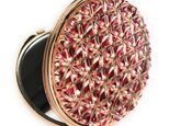 東京切子コンパクトミラー”Jewelry" 麻の葉/金赤 ピンクゴールドの画像