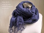 リネン・シングルガーゼのストール　青紫