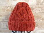 【受注後製作】ニット帽アルパカ×ラムウール　橙色系　