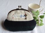 sale*40%引き*グリーン系チェックの切り替え*がま口ポーチの画像