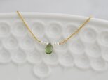 グリーンアパタイトとミニパール　14kgfネックレス