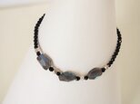 再出品　天然石　ラブラドライト×オニキスのシルバーブレスレット