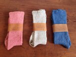 linen socks #blueの画像