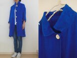 ブルー変り織りリネン すっきりコート