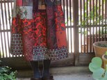 初秋着物スカート☆紬地＆銘仙の綺麗な色合わせパッチ＆パッチ76㎝の画像