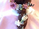 【再販×2】アンティークフラワーラプンツェル系髪飾り16点セット　ローズピンクの画像