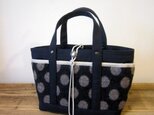 「wool tote」S　ネイビー×ドットの画像