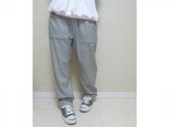 ウールのゆるパンツ092(ライトグレーヘリンボン)の画像