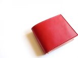 【受注生産品】二つ折り財布 〜栃木アニリン赤×栃木サドル〜の画像
