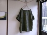 リネンパフ袖ブラウス(カーキ）
