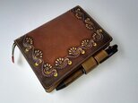 A6サイズ（ほぼ日手帳対応）牛革手帳カバー　刻印＆拭き染め！おまけ付き