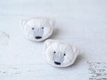 ブローチ|手刺繍シロクマフェイスブローチ miniの画像