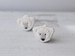 イヤリング|手刺繍シロクマフェイスイヤリングの画像