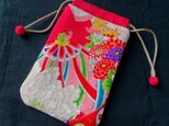 ＊値下げ＊　古布　ミニ巾着　ガラケーポーチ　no12