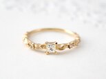 k10＆k18 lace ＆ diamond ring【princess cut】の画像