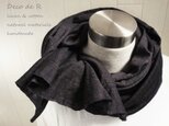 リネン・ニットのストール   黒