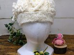 モコモコ・パッチワークのキュートなニット帽子(オフホワイト)