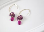秋の実り*ルビー+ロードライトガーネットマーキスフックピアス14KGF