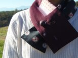 銘仙×麻の小さな襟巻き「絣パターン」プチマフラー　ネックウォーマーの画像