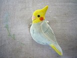 陶器オカメインコのブローチ　Aの画像