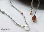 【shine】セイロンムーンストーン×ブラックスピネル・シルバーネックレスsn0127