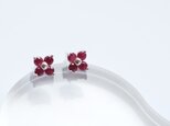 ルビー フラワー ピアス イヤリング シルバー925