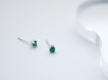 一粒 エメラルド ピアス シルバー925