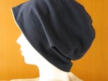 ゆるいリバーシブル帽子　紺/オレンジチェック(CSR-004-Iの画像